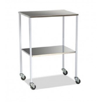 MESA AUXILIAR INOXIDABLE CON 3 ESTANTES CON REBORDE Y 2 EMPUJADORES