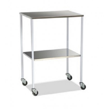 MESA AUXILIAR BLANCA 2 ESTANTES LISOS INOX 
