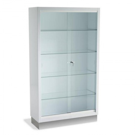 VITRINA PIE P. CORREDERAS BLANCA 90 X 35 X 160 ZOCALO INOX