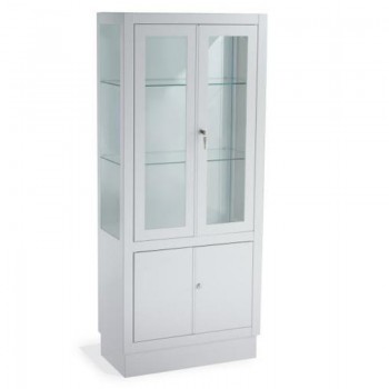 MESA AUX BLANCA 2 ESTANTES LISO INOX CON BARANDILLA CON CAJON