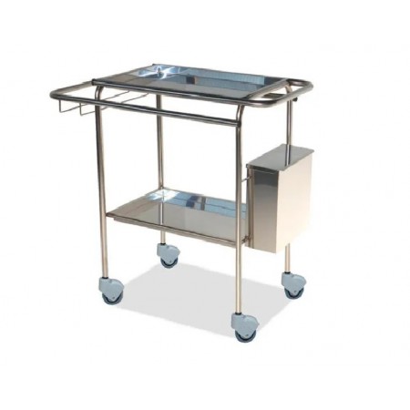 CARRO DE CURAS INOX 2 BANDEJA,CUBO+PORTABOMBONAS 