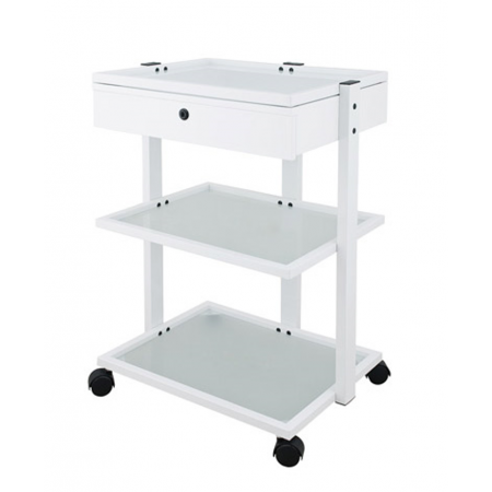 CARRO BLANCO METALICO EQUIPADO CON CAJON Y LLAVE
