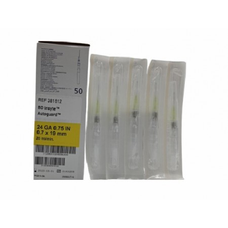 CATETER SEGURIDAD BD 24G 0,7 X 19 MM. Caja de 50 Unidades.