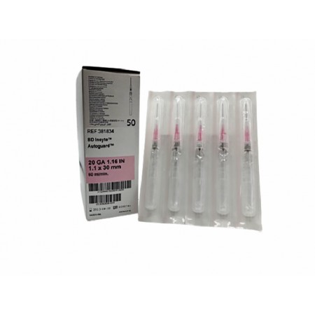 CATETER SEGURIDAD BD 20G 1,1 X 30 MM. Caja de 50 Unidades.