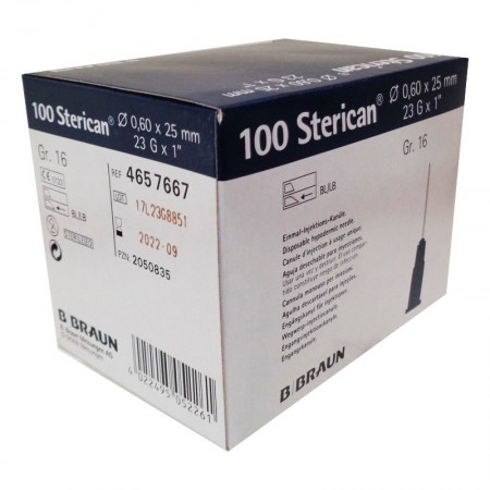 AGUJA BRAUN 23G 0,6 X 25 MM. Caja de 100 Unidades.