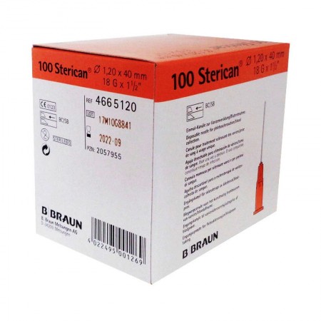 AGUJA BRAUN 18G 1,2 X 40 MM.                             Caja de 100 Unidades.