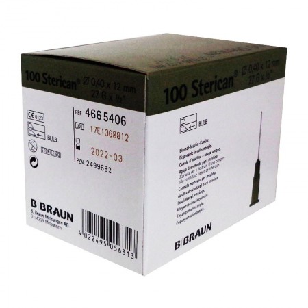 AGUJA BRAUN 27G 0,4 X 12 MM. Caja de 100 Unidades.