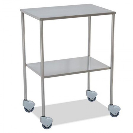 MESA AUXILIAR CROMADA 2 ESTANTES INOXIDABLE