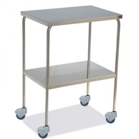 MESA AUXILIAR  INOXIDABLE  2 ESTANTES LISO INOX