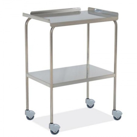 MESA AUXILIAR INOXIDABLE 2 ESTANTES LISOS INOX CON REBORDE