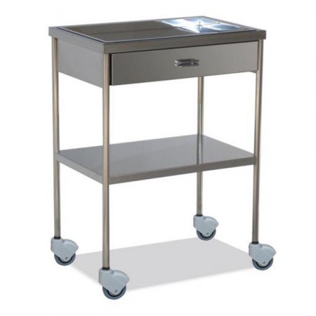 MESA AUXILIAR INOXIDABLE 1 CAJON Y 2 ESTANTES ,SUPERIOR EXTRAIBLE