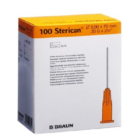 AGUJA BRAUN 20G 0,9 X 70 MM. Caja de 100 Unidades.