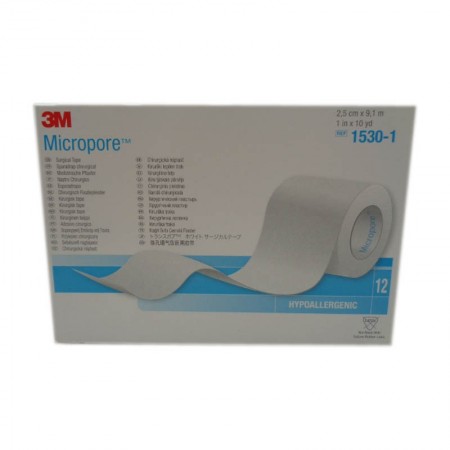 ESPARADRAPO PAPEL MICROPORE 9,1 MT X 2,5 CM. Caja de 12 Unidades.