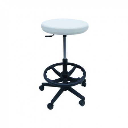 TABURETE A GAS-BASE PLASTICO ARO PLAS/TAPIZ BLANCO