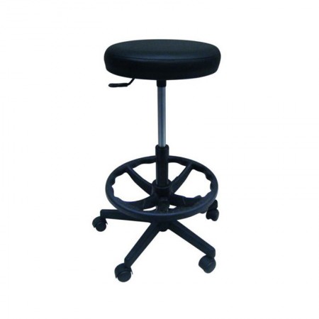 TABURETE A GAS-BASE PLASTICO ARO PLAS/TAPIZ NEGRO