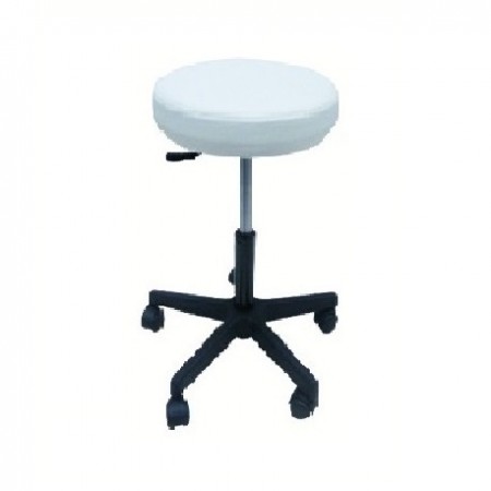 TABURETE A GAS-BASE PLASTICO/TAPIZ BLANCO