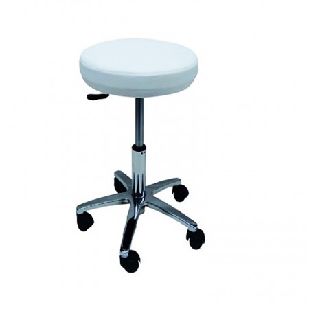 TABURETE A GAS-BASE ALUMINIO/TAPIZ BLANCO